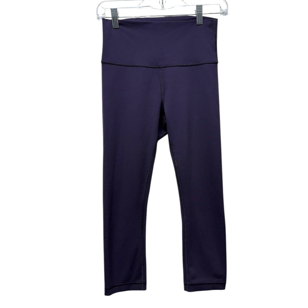Lululemon Wunder Under Crop Leggings Sz 6 Purple High Rise Athletic Workout